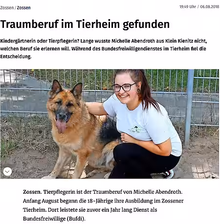 06. August 2018 | Märkische Allgemeine | Traumberuf im Tierheim gefunden