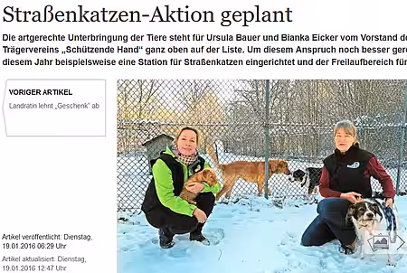 19. Januar 2016 | MAZ | "Straßenkatzen-Aktion geplant"